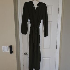 Olive Green Long Sleeve Jumpsuit